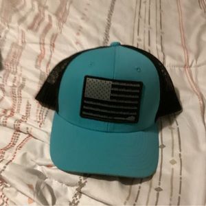 Turquoise ariat hat with embroidered flag